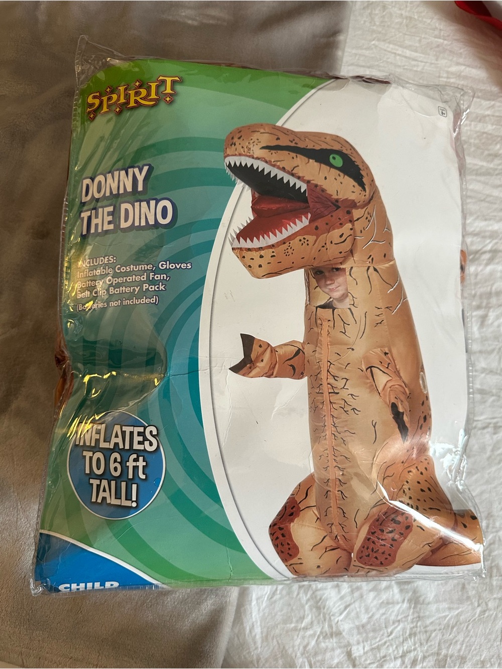 Child’s Spirit Halloween Donny the Dino Inflatable Costume - Brown